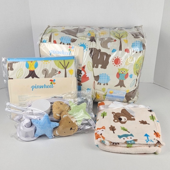 Pinwheel Woodland 10pc Crib Bedding Set - Picture 2 of 8